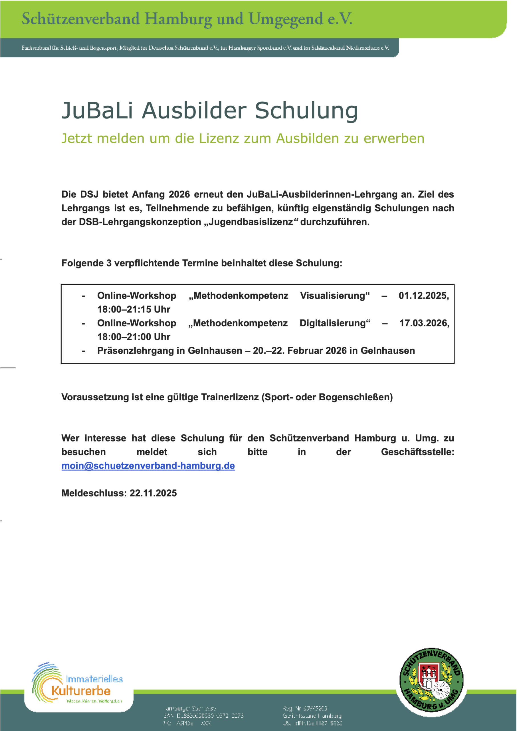 JuBaLi Ausbilder Schulung 2026